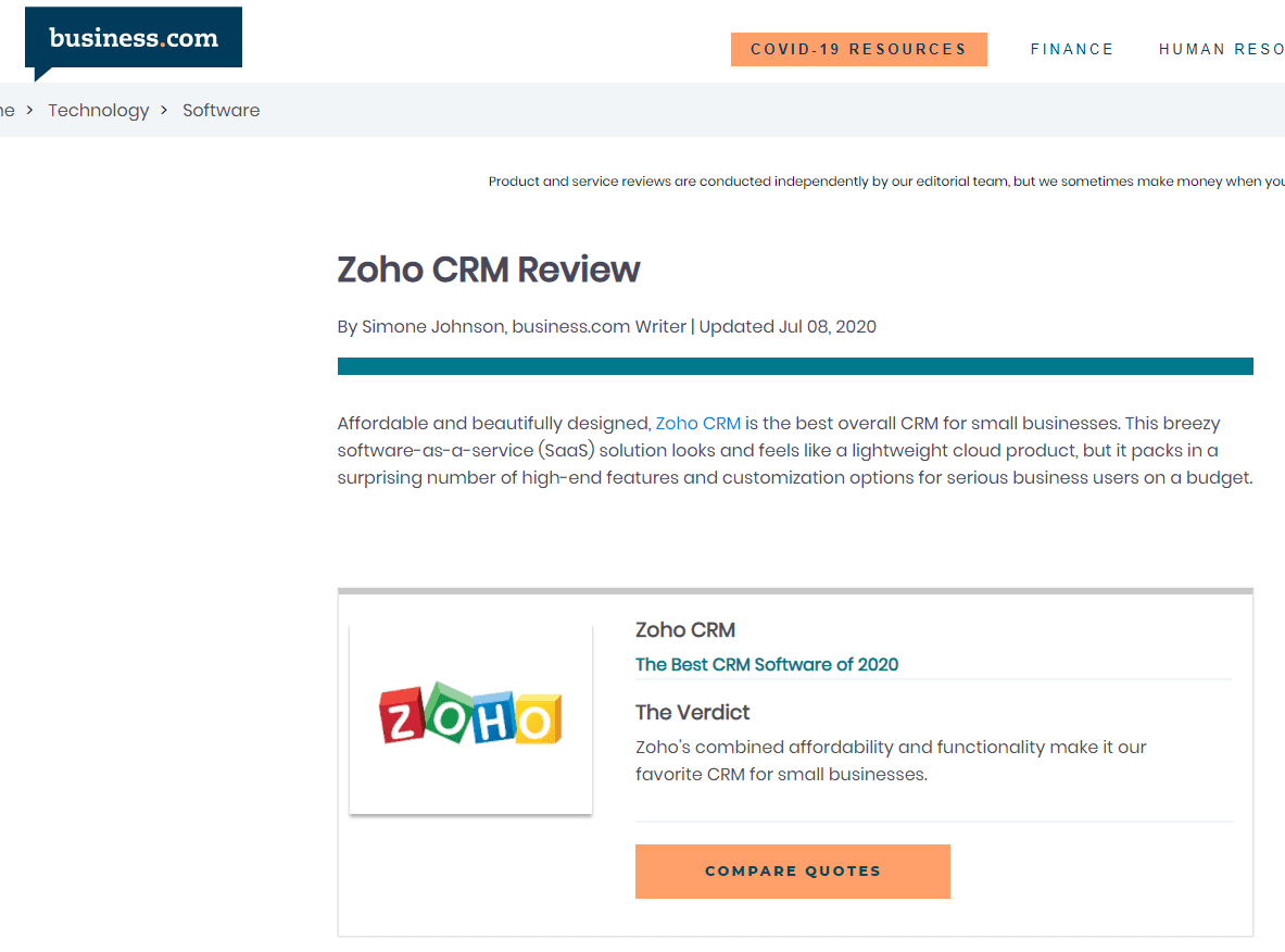 Business.com - Zoho CRM -The best CRM Software 2020